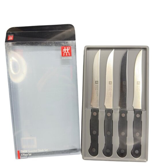 Zwilling Gourmet Other - Zwilling Gourmet Steak Knives Set 4 New In Box Brushed Handle Twin Gourmet Set